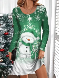 Women's Casual Dress Christmas Dress T Shirt Dress Tee Dress Snowman Snowflake Print V Neck Mini Dress Fashion Streetwear Outdoor Christmas Long Sleeve Loose Fit Black Wine Blue Fall Winter S M L XL 7 Women's Casual Dress Christmas Dress T Shirt Dress Tee Dress Snowman Snowflake Print V Neck Mini Dress Fashion Streetwear Outdoor Christmas Long Sleeve Loose Fit Black Wine Blue Fall Winter S M L XL -Fashion Life Shop ycslbv1695379077707