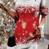 Women's Christmas Dress Sweater Dress Jumper Dress Mini Dress Warm Snowflake Outdoor Christmas Casual Daily Turtleneck Long Sleeve 2023 Loose Fit Burgundy Blue S M L XL XXL 3XL