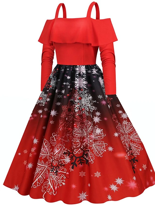 Women's Christmas Swing Dress Slip Dress Vintage Dress Midi Dress Black Wine Light Red Long Sleeve Santa Claus Cold Shoulder Winter Fall Autumn Spaghetti Strap Modern Vacation 2022 S M L XL XXL 3XL 12 Women's Christmas Swing Dress Slip Dress Vintage Dress Midi Dress Black Wine Light Red Long Sleeve Santa Claus Cold Shoulder Winter Fall Autumn Spaghetti Strap Modern Vacation 2022 S M L XL XXL 3XL - Image 12
