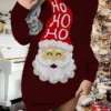 Women‘s Christmas Sweatshirt Dress Shift Dress Red Brown Long Sleeve Letter Print Winter Fall Autumn Fashion Daily Loose Fit 2022 S M L XL XXL 3XL
