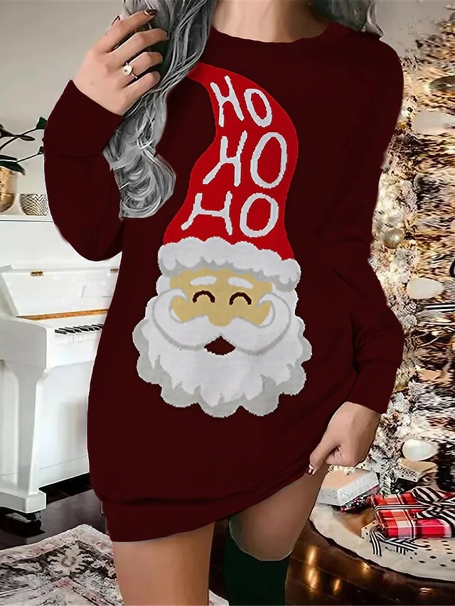 Women‘s Christmas Sweatshirt Dress Shift Dress Red Brown Long Sleeve Letter Print Winter Fall Autumn Fashion Daily Loose Fit 2022 S M L XL XXL 3XL 1 Women‘s Christmas Sweatshirt Dress Shift Dress Red Brown Long Sleeve Letter Print Winter Fall Autumn Fashion Daily Loose Fit 2022 S M L XL XXL 3XL