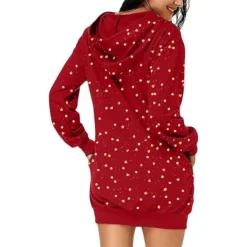 Women‘s Christmas Hoodie Dress Winter DressShort Mini Dress Red Black Long Sleeve Elk Tree Pocket Fall Winter Hooded Stylish Modern Loose Fit 2022 S M L XL XXL 3XL -Fashion Life Shop yiamgv1663726323065