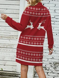 Women‘s Christmas Sweater Dress Jumper Dress Winter Dress Warm Snowflake Deer Outdoor Christmas Daily Vacation Turtleneck Long Sleeve 2023 Loose Fit Burgundy S M L XL XXL 3XL -Fashion Life Shop yigqkz1696670905118