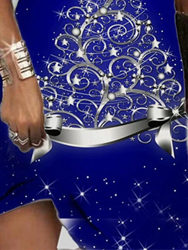 Women‘s Christmas Hoodie Dress Winter Dress Mini Dress Blue Long Sleeve Tree Print Winter Fall Hooded Vacation Casual 2022 S M L XL XXL 3XL 2 Women‘s Christmas Hoodie Dress Winter Dress Mini Dress Blue Long Sleeve Tree Print Winter Fall Hooded Vacation Casual 2022 S M L XL XXL 3XL - Image 2