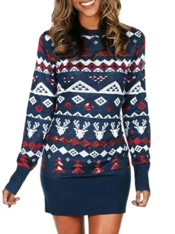 Women‘s Christmas Sweater Dress Jumper Dress Winter Dress Fashion Tree Deer Outdoor Christmas Daily Vacation Crew Neck Long Sleeve Patchwork 2023 Regular Fit Red Blue S M L 8 Women‘s Christmas Sweater Dress Jumper Dress Winter Dress Fashion Tree Deer Outdoor Christmas Daily Vacation Crew Neck Long Sleeve Patchwork 2023 Regular Fit Red Blue S M L -Fashion Life Shop yksysd1695030475353