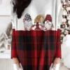 Women's Christmas Casual Dress T Shirt Dress Tee Dress Mini Dress Green Wine Red Long Sleeve Plaid Pocket Winter Fall Crew Neck Fashion Daily Vacation 2022 XXS XS S M L XL 2XL 3XL 4XL