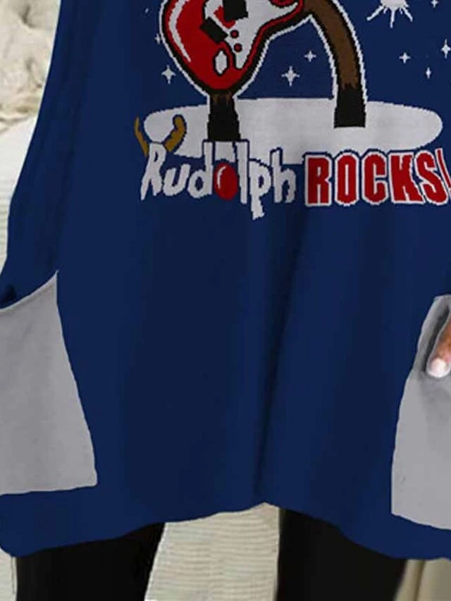 Women's Christmas Casual Dress T Shirt Dress Tee Dress Shift Dress Mini Dress Black Blue Long Sleeve Letter Pocket Winter Fall Autumn Crew Neck Fashion Daily Vacation Loose Fit 2022 S M L XL XXL 3XL 2 Women's Christmas Casual Dress T Shirt Dress Tee Dress Shift Dress Mini Dress Black Blue Long Sleeve Letter Pocket Winter Fall Autumn Crew Neck Fashion Daily Vacation Loose Fit 2022 S M L XL XXL 3XL - Image 2