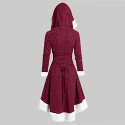 Women's Christmas Hoodie Dress Vintage Dress Midi Dress Green Black Wine Red Gray Long Sleeve Pure Color Patchwork Winter Fall Hooded Vacation Vintage 2022 S M L XL XXL 3XL -Fashion Life Shop yqdbmx1667275374683
