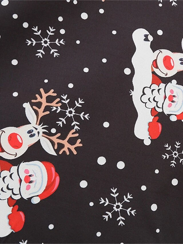 Women's Christmas Vintage Dress Midi Dress Black And White Green Black Long Sleeve Santa Claus Bow Winter Fall Autumn Square Neck Stylish Christmas Vacation 2022 S M L XL XXL 3XL 20 Women's Christmas Vintage Dress Midi Dress Black And White Green Black Long Sleeve Santa Claus Bow Winter Fall Autumn Square Neck Stylish Christmas Vacation 2022 S M L XL XXL 3XL - Image 20