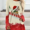 Women's Casual Dress Christmas Dress T Shirt Dress Tee Dress Cat Santa Claus Print Crew Neck Mini Dress Fashion Streetwear Outdoor Christmas Long Sleeve Loose Fit Red Beige Gray Fall Winter S M L XL