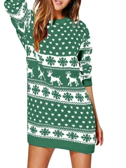 Women's Christmas Bodycon Sheath Dress Green Blue Light Green Long Sleeve Elk Print Winter Fall Autumn Crew Neck Vacation Weekend 2022 S M L XL XXL