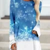 Women's Christmas T Shirt Dress Tee Dress Print DressShort Mini Dress Light Blue Long Sleeve Animal Print Patchwork Print Spring Fall Crew Neck Classic Modern 2022 S M L XL 2XL 3XL 4XL