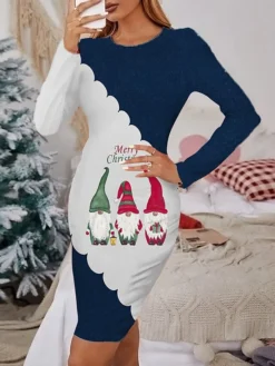 Women's Christmas Casual Dress Print Dress Blue Light Red Red White Black Long Sleeve ElkTree Snowflake Print Winter Autumn Crew Neck Fashion Casual Fall Dress 2022 S M L XL 2XL 3XL 4XL 5XL 6XL -Fashion Life Shop yzrdau1666064472987