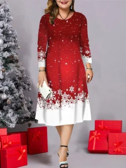 Women's Christmas Plus Size Curve Casual Dress Skater Dress A Line Dress Elk Christmas Tree Midi Dress Long Sleeve Print Crew Neck Fashion Outdoor Black White Fall Winter L XL XXL 3XL 4XL 7 Women's Christmas Plus Size Curve Casual Dress Skater Dress A Line Dress Elk Christmas Tree Midi Dress Long Sleeve Print Crew Neck Fashion Outdoor Black White Fall Winter L XL XXL 3XL 4XL -Fashion Life Shop zbenzd1695713693360