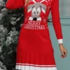 Women's Christmas Dress Sweater Dress Christmas Sweater Dress Midi Dress Ugly Graphic Tree Letter Outdoor Christmas Casual Holiday Crew Neck Long Sleeve 2023 Regular Fit White Wine Red S M L XL