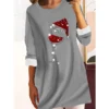 Women's Casual Dress Christmas Dress Shift Dress Print Print Crew Neck Mini Dress Fashion Modern Home Christmas Long Sleeve Regular Fit Pink Wine Red Fall Winter S M L XL XXL