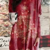 Women's Christmas Casual Dress T Shirt Dress Tee Dress Shift Dress Mini Dress Green Blue Wine Long Sleeve Snowman Pocket Winter Fall Autumn Crew Neck Vacation Loose Fit 2022 S M L XL XXL 3XL / Print