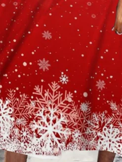 Women's Casual Dress Swing Dress Midi Dress Wine Long Sleeve Snowflake Pocket Winter Fall Spring Crew Neck Fashion Christmas Daily Weekend 2022 S M L XL XXL 3XL -Fashion Life Shop ziuqcn1668421576843