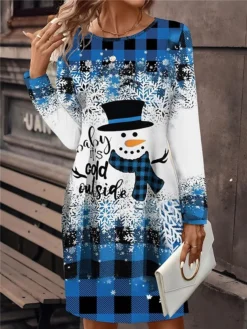 Women's Christmas Dress Plaid Dress Mini Dress Active Fashion Outdoor Christmas Holiday Crew Neck Print Geometric Snowman Snowflake Loose Fit Wine Red Blue S M L XL XXL 6 Women's Christmas Dress Plaid Dress Mini Dress Active Fashion Outdoor Christmas Holiday Crew Neck Print Geometric Snowman Snowflake Loose Fit Wine Red Blue S M L XL XXL -Fashion Life Shop zjjlja1696757165507
