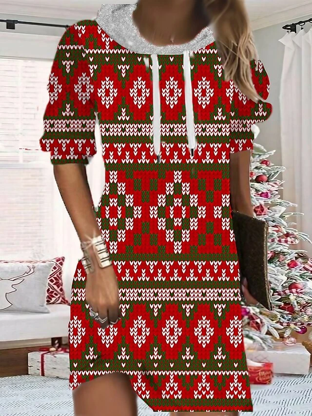 Women's Christmas Hoodie Dress Shift Dress Mini Dress Black Wine Light Red Long Sleeve Plaid Print Fall Spring Hooded Fashion Christmas Daily Loose Fit 2022 S M L XL XXL 3XL 1 Women's Christmas Hoodie Dress Shift Dress Mini Dress Black Wine Light Red Long Sleeve Plaid Print Fall Spring Hooded Fashion Christmas Daily Loose Fit 2022 S M L XL XXL 3XL