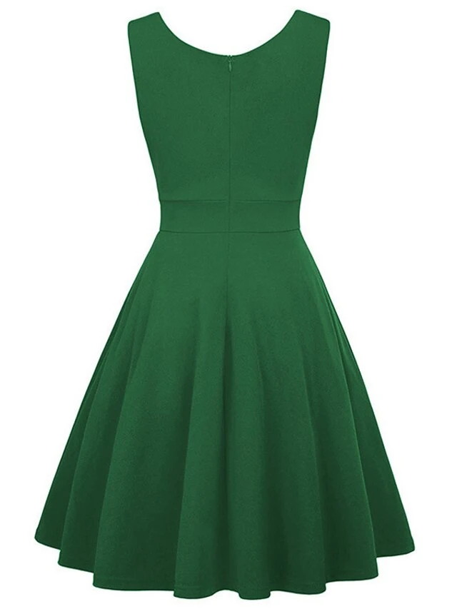 Women‘s Christmas Party Dress Swing Dress Green Dress Midi Dress Black White Wine Sleeveless Pure Color Ruched Summer Spring Fall V Neck Party Party Wedding Guest 2022 S M L XL XXL 8 Women‘s Christmas Party Dress Swing Dress Green Dress Midi Dress Black White Wine Sleeveless Pure Color Ruched Summer Spring Fall V Neck Party Party Wedding Guest 2022 S M L XL XXL - Image 8