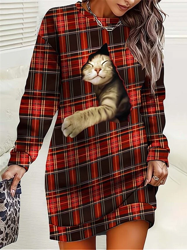 Women‘s Christmas Casual Dress Sweatshirt Dress Mini Dress Warm Fashion Outdoor Vacation Crew Neck Print Animal Geometric Loose Fit Burgundy S M L XL XXL 1 Women‘s Christmas Casual Dress Sweatshirt Dress Mini Dress Warm Fashion Outdoor Vacation Crew Neck Print Animal Geometric Loose Fit Burgundy S M L XL XXL