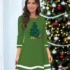Women's Christmas Dress Sweater Dress Jumper Dress Mini Dress Ugly Santa Claus Christmas Tree Outdoor Christmas Daily Holiday Crew Neck Long Sleeve 2023 Regular Fit White Light Green Wine S M L XL