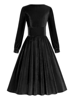 Women's Christmas Swing Dress Vintage Dress Midi Dress Green Black Red Long Sleeve Pure Color Ruched Winter Fall Square Neck Vintage Stylish 2022 S M L XL XXL 15 Women's Christmas Swing Dress Vintage Dress Midi Dress Green Black Red Long Sleeve Pure Color Ruched Winter Fall Square Neck Vintage Stylish 2022 S M L XL XXL -Fashion Life Shop zpsnhz1667373821276