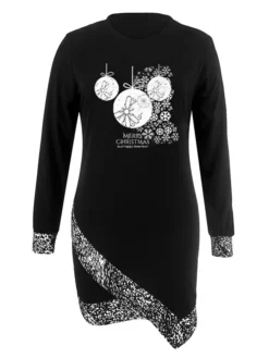 Women's Christmas Casual Dress Shift Dress Mini Dress Black Silver Gray Long Sleeve Plaid Print Winter Fall Autumn Crew Neck Loose Fit 2022 S M L XL XXL 3XL -Fashion Life Shop zrmejj1666761741111