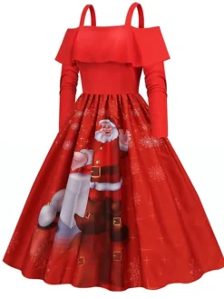 Women's Christmas Swing Dress Slip Dress Vintage Dress Midi Dress Black Wine Light Red Long Sleeve Santa Claus Cold Shoulder Winter Fall Autumn Spaghetti Strap Modern Vacation 2022 S M L XL XXL 3XL 23 Women's Christmas Swing Dress Slip Dress Vintage Dress Midi Dress Black Wine Light Red Long Sleeve Santa Claus Cold Shoulder Winter Fall Autumn Spaghetti Strap Modern Vacation 2022 S M L XL XXL 3XL -Fashion Life Shop zsjlrk1667793479025