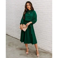 Women's Work Dress Shift Dress Church Dress Midi Dress Red Wine Green Long Sleeve Pure Color Lace Up Summer Spring Crew Neck Basic Christmas Fall Dress Loose Fit 2023 S M L XL 9 Women's Work Dress Shift Dress Church Dress Midi Dress Red Wine Green Long Sleeve Pure Color Lace Up Summer Spring Crew Neck Basic Christmas Fall Dress Loose Fit 2023 S M L XL -Fashion Life Shop zvfnhj1640685989272