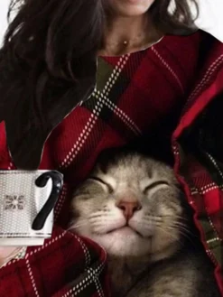 Women‘s Plus Size Christmas Dress Casual Dress Plaid Long Sleeve Winter Fall Casual Festival Mini Dress Going Out Dress -Fashion Life Shop zvqpom1667816948094