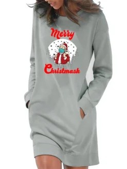 Women‘s Christmas Hoodie Dress Winter Dress Light Blue Grey White Long Sleeve Letter Santa Claus Pocket Print Winter Fall Crew Neck Stylish Fall Dress Loose Fit 2022 S M L XL 2XL / Cotton 10 Women‘s Christmas Hoodie Dress Winter Dress Light Blue Grey White Long Sleeve Letter Santa Claus Pocket Print Winter Fall Crew Neck Stylish Fall Dress Loose Fit 2022 S M L XL 2XL / Cotton -Fashion Life Shop zvwwsk1666343456487