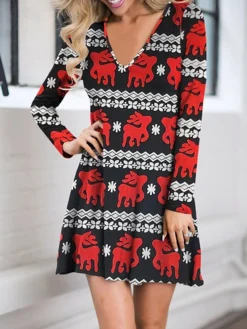 Women's Casual Dress Christmas Dress Sweatshirt Dress Butterfly Ugly Christmas Print Crew Neck Mini Dress Fashion Streetwear Christmas Street Long Sleeve Regular Fit Pink Red Fuchsia Fall Winter S M