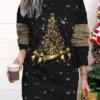Women's Christmas Casual Dress Sweatshirt Dress Mini Dress Warm Fashion Outdoor Vacation Crew Neck Print Christmas Tree Loose Fit Pink Blue Purple S M L XL XXL