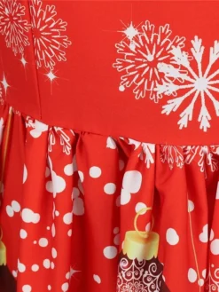 Women's Christmas Casual Dress Swing Dress Midi Dress Green Wine Light Red Fuchsia Red Black Short Sleeve Santa Claus Snowman Snowflake Lace Print Winter Fall Crew Neck Vacation Vintage 2022 S M L XL -Fashion Life Shop zxxdet1666761915408