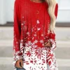 Women's Christmas Casual Dress T Shirt Dress Tee Dress Shift Dress Mini Dress Green Black Red Long Sleeve Snowflake Print Winter Fall Autumn Crew Neck Fashion Daily Date 2022 XXS XS S M L XL XXL 3XL